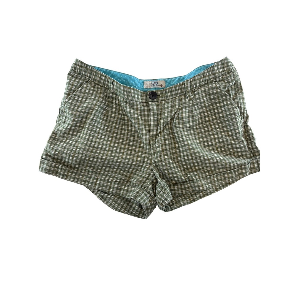 SO Wear It Declare It Green Plaid Shimmer Shorts‎ Womens Size 5 Low Rise